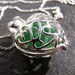 SPRING - Sea Glass SILVER Filigree heart LOCKET in Shades of Green