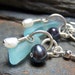 ICE - Sea Glass STERLING Silver and Pearl EARRINGS