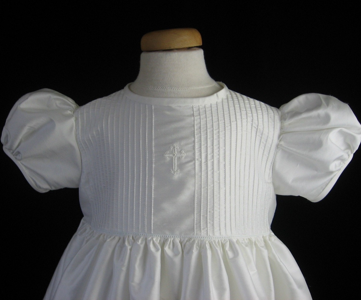 Baby Baptism Gown Christening Gown Silk Pintucked