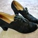 1940s Shoes Black Suede Leather Lace Up Peep Toe