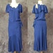 1920s dress Silk navy Blue ivory lace 30s ruffle