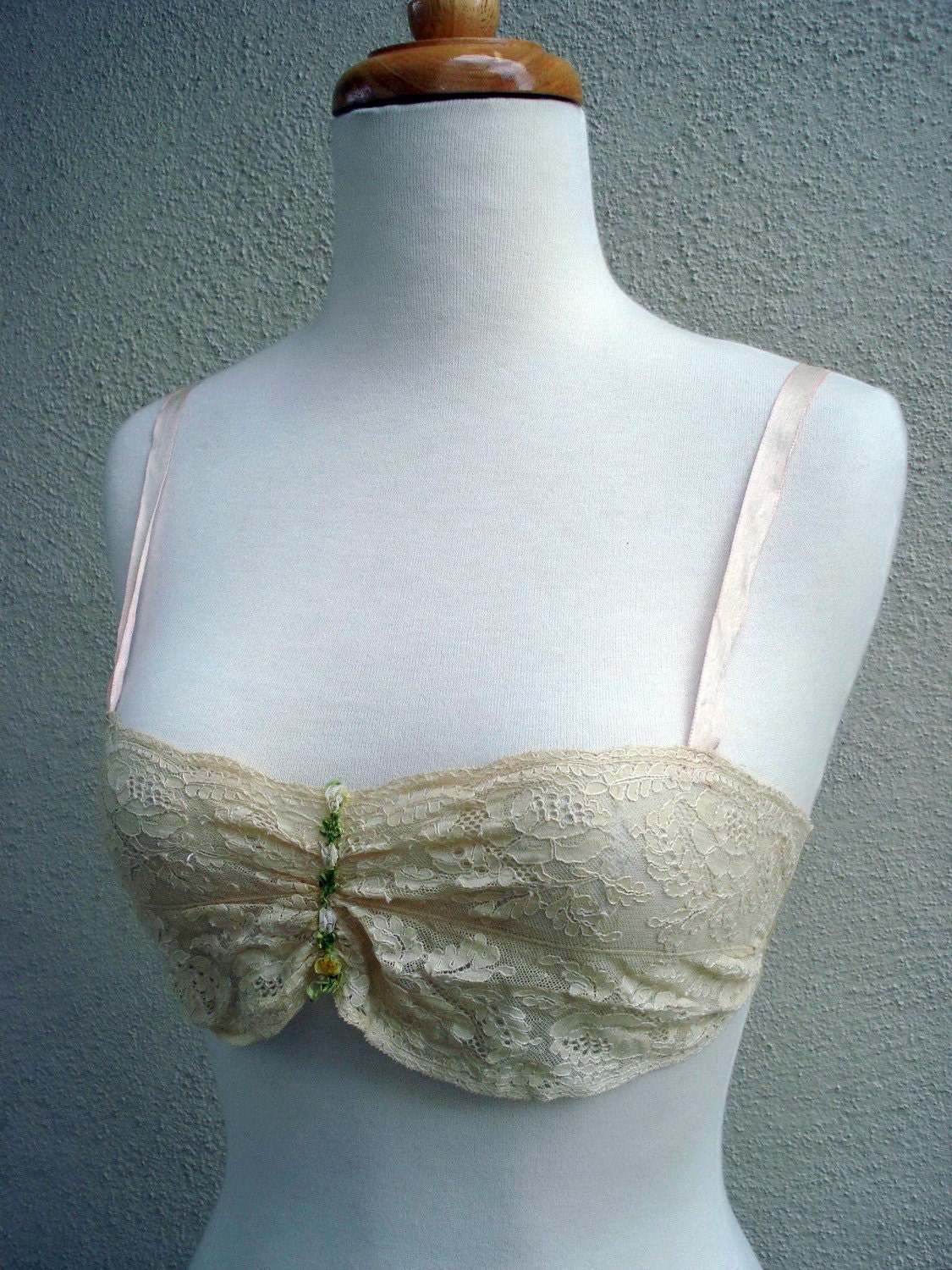 1920s bra antique bra cream Silk lace Brassiere