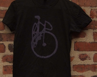 Pink on Black Track Bike Shirt - XL Only - Fixie Fixed Bike Bicycle Art Print T