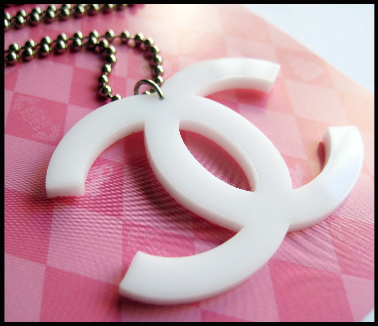 White Acrylic Chanel Logo Necklace