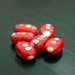 Pill Shape Dotted Retro Red Lampwork Beads