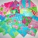 Lot 2 Lilly Pulitzer Colorful and Bright Fabric Lot of 25 squares 6 inch by 6 inch 100 percent cotton
