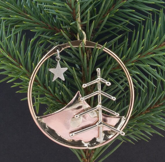 solid bronze copper and nickel silver christmas tree ornament solid bronze copper and nickel silver christmas tree ornament