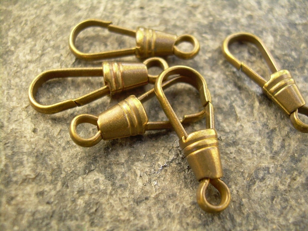 12 Lanyard Clasps Vintage Brass Dark from BlueLadore on Etsy Studio