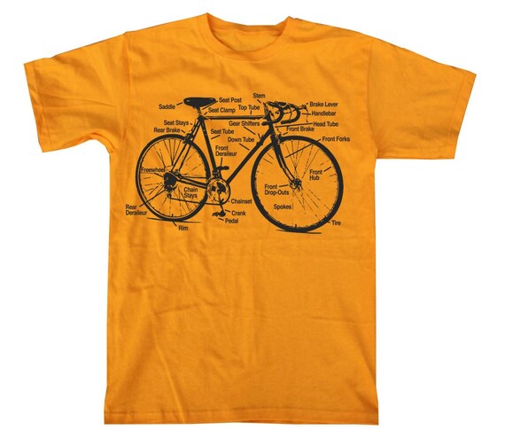 BIKE SHIRT Retro Bike Diagram Bicycle T Shirt MENS unisex