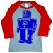 Kids SHIRT vintage ROBOT American Apparel Raglan (2t, 4t, 6)