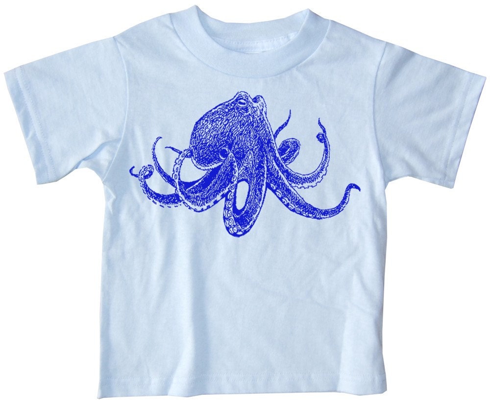 NEW Octopus Boy Sea Creature Light Blue T-Shirt by happyfamily