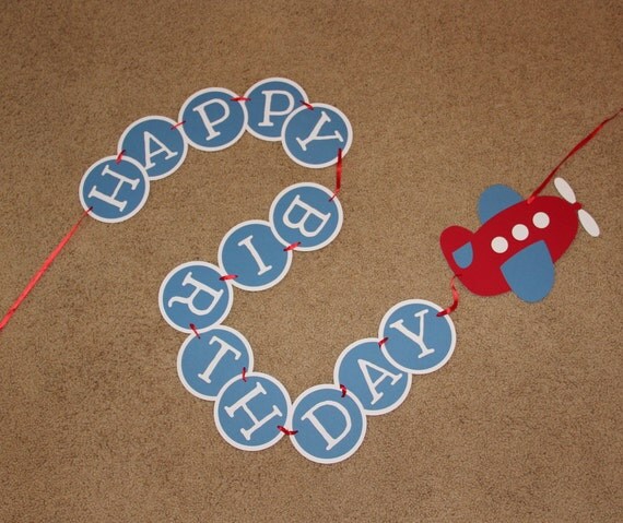 Airplane Birthday Banner Happy Birthday Custom by SimpleSensations