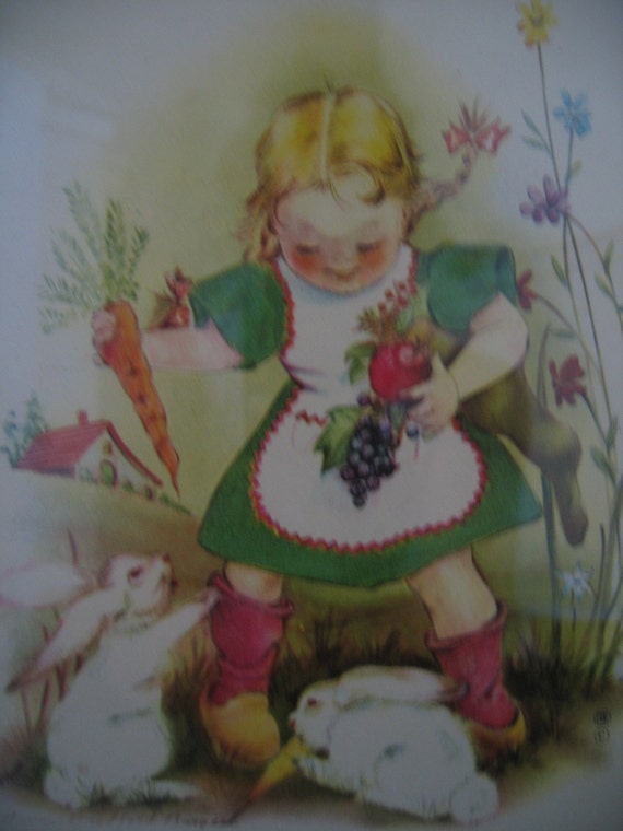 Vintage Marion Bradford Burgess Framed Print Girl Feeding