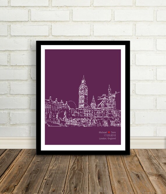 ... Personalised Gift for Bloke, First Anniversary, London Wedding