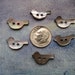 Mother of Pearl Buttons, Smoky Grey, Bird Shape