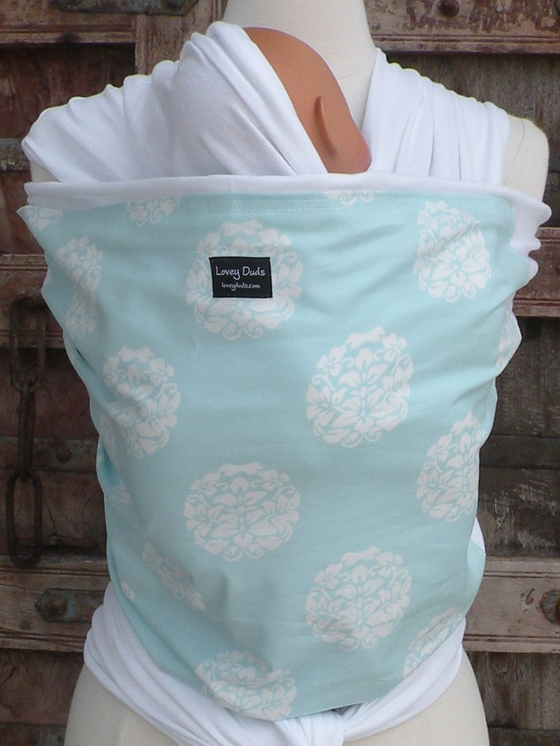 ORGANIC COTTON Baby Wrap Sling CarrierLight Blue Blooms on