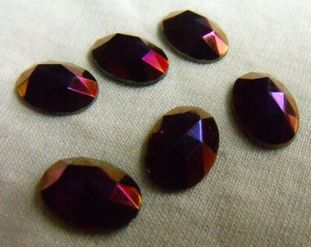 Bronze Iris 14x10mm Glass Rauten Rose Flat Backs 6 Pcs