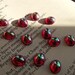 Ruby AB Vintage Glass 10x8mm Oval Foiled Cabochons 10