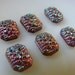 Smoky Topaz Iridescent Sugar 12X10mm Octagons Vintage Glass Cabochons 6 Pcs