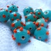 SALE Turquoise and Orange Vintage Glass Beads 10mm Sputnik Rounds 12