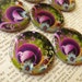 Black Peacock Psychadelic 30mm Printed Shell Disc Beads 6 Pcs