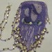 Necklace, Beaded Amulet with Embroidered Fish in Purple