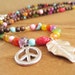 Long Rainbow Charm Necklace - Bright Colourful Jewelry - Peace Leaf - Funky - Purple Turquoise Pink Yellow Green Orange - Silver