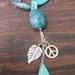 Silver Chain Necklace - Charm - Turquoise - Long - Chunky - Summer Fashion - Peace - Leaf - Dangle - Statement - Stone - Gemstone