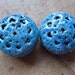 SueBeads - Deep Blue Sea Filigree Rondelle Enameled Bead Pair - Enameled Beads - OOAK