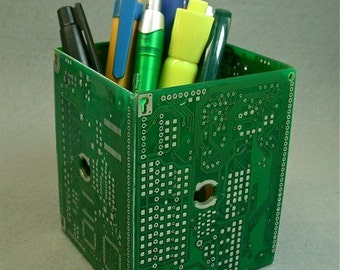 Geek PENCIL BOX Recycled Vintage Green Circuit Board pb25