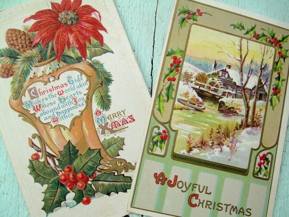 Vintage Christmas postcards by lesliejanson on Etsy