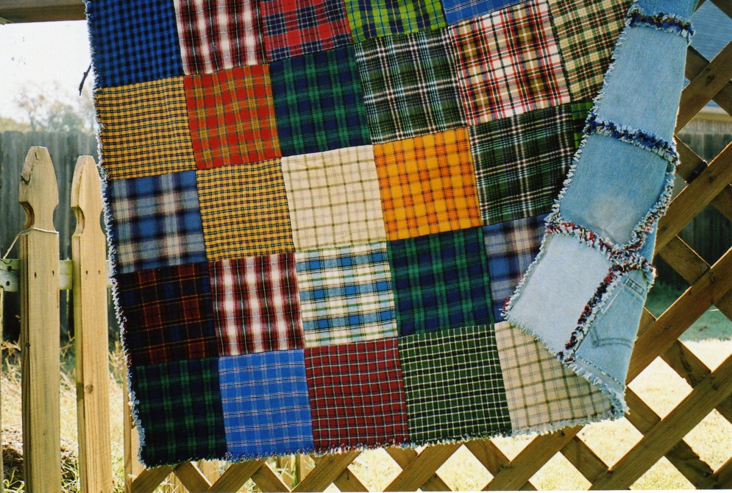 Denim Flannel Rag Quilt by RagdollMama on Etsy