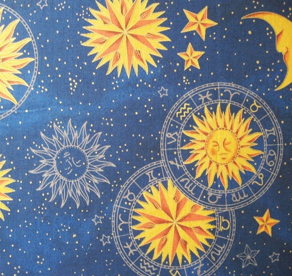 Blue Zodiac Printed Cotton Fabric