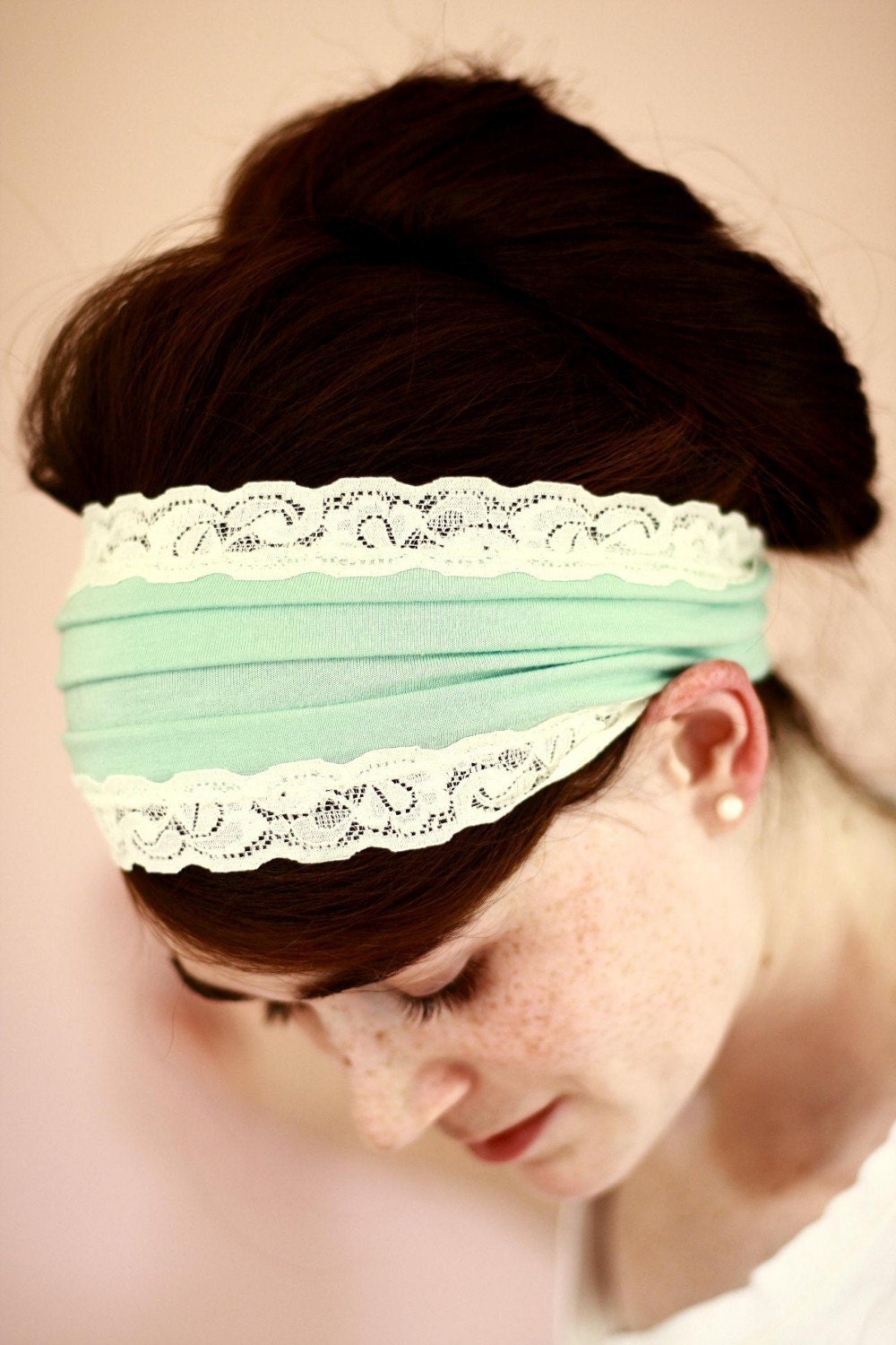 Lace Trimmed Stretch Headband head covering hair scarf