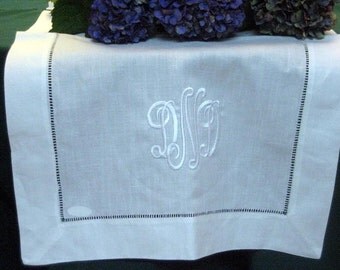 White Linen Hemstitched Table Runner 16x54