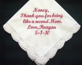 Embroidered Mother of the Bride Gift – Mother of the Bride Handkerchief – Wedding Handkerchief – Personalized Hankie 5S