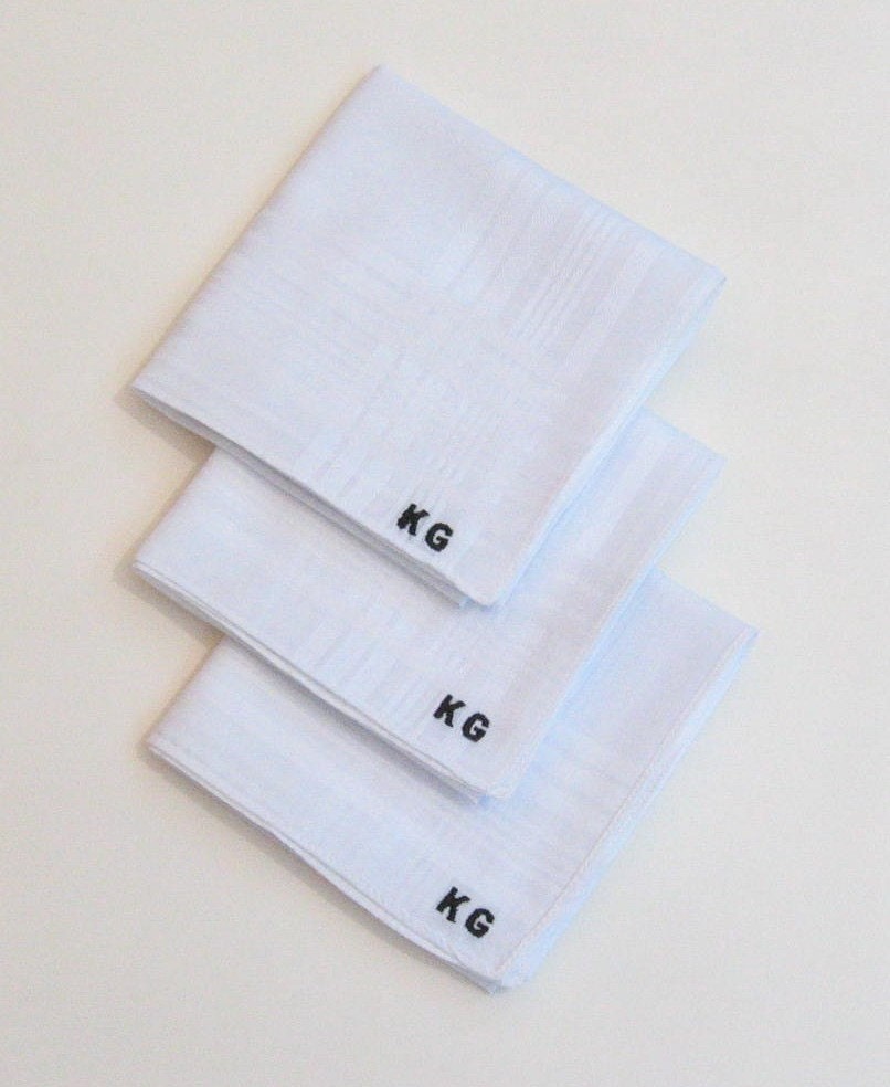 Monogrammed embroidered mens hankies 12personalized mans