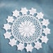 handmade round white cotton crochet doily with flowers -- 1420