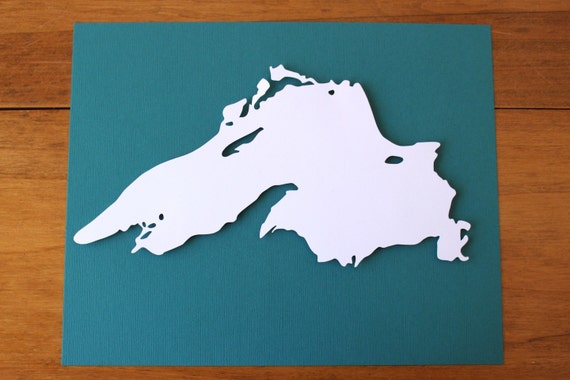 Lake Superior Silhouette 8 x 10 original papercut by Crafterall