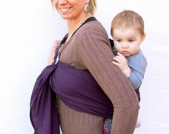 The Original Rustic Baby Sling in Eggplant- Ring Sling for infant or toddler -