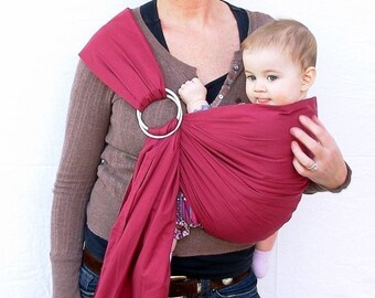 The Original Rustic Baby Sling in Berry- Ring Sling for infant or toddler -
