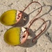 Sale Handmade Enameled Copper Earrings, Enamel on Copper, Simple Dangle, Dot, Circle, Round, Rustic, Yellow, SRA (A154)