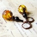 Amber, Jet, Antiqued Copper Earrings, Handmade Jewelry