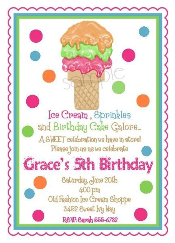 Ice Cream Party Invitations Wording 7