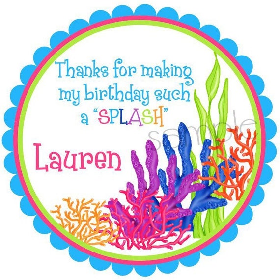 Mermaid birthday party, Mermaid stickers, Under the Sea, Ocean, Birthday, Children, Kids, Personalized, Labels Il_570xn