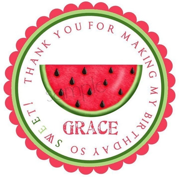 Watermelon stickers, watermelon birthday party, Summer, Fruit, labels, Seals, Favor stickers, Birthday, address labels,custom, set of 12 Il_570xn