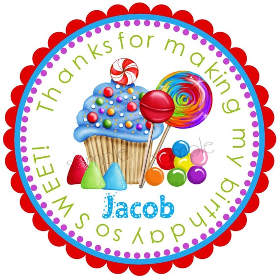 Candy Stickers, Oh Sweet Candy Stickers, PRIMARY COLORS, Cupcake, Candy, Lollipop, Gumballs, Birthday, Children Labels, favor Il_570xn