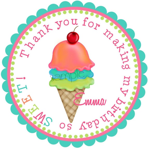 Ice cream Stickers Ice Cream Birthday Party Labels GIRL