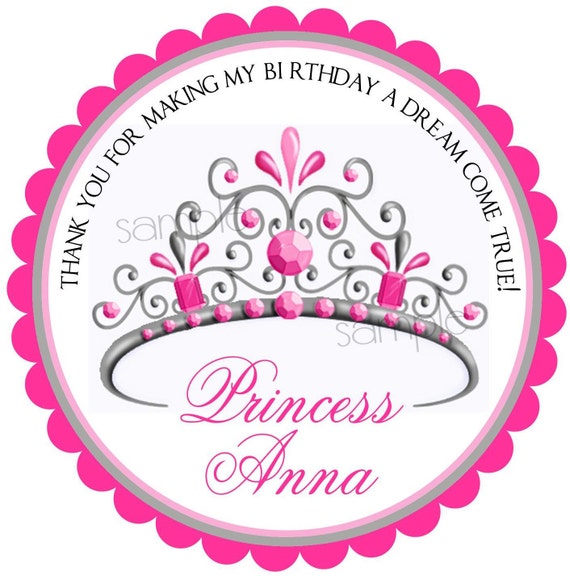 Princess Birthday party Stickers Tiara stickers Princess