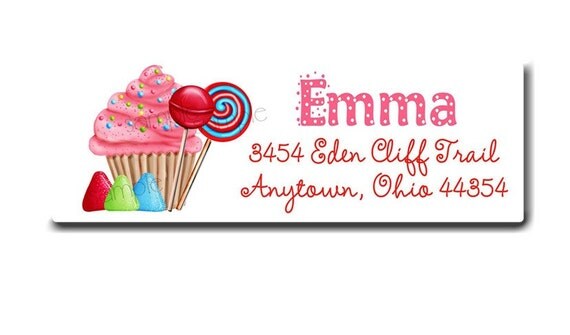 Candy Address labels, Return Adress Labels,cupcake, lollipop, candy, Oh Sweet Candy, Address Labels Children, Set of 60 Il_570xn